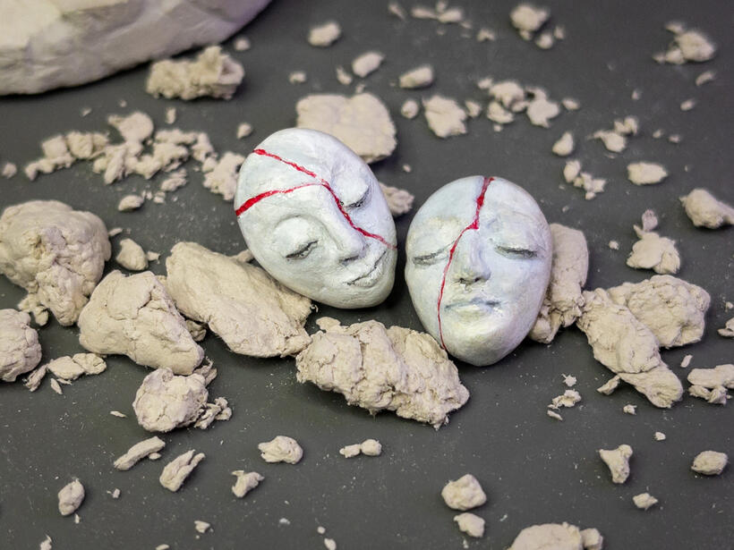 Kintsugi Face Clay Earrings