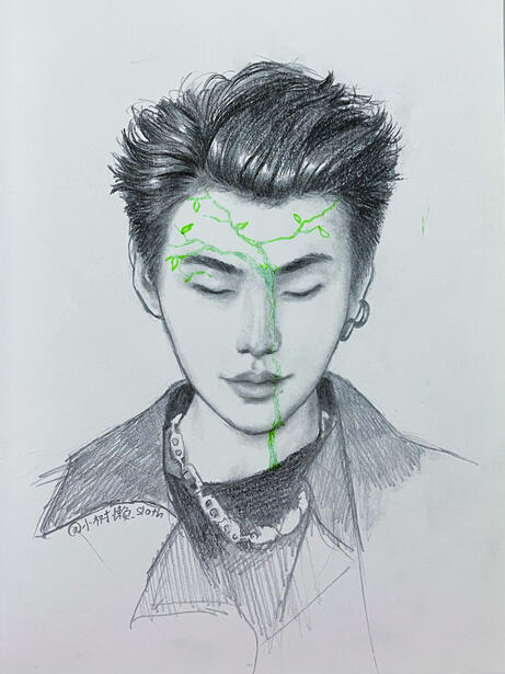 Pencil and colored pencils on paper