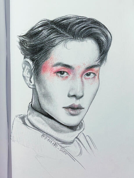 Pencil and colored pencils on paper