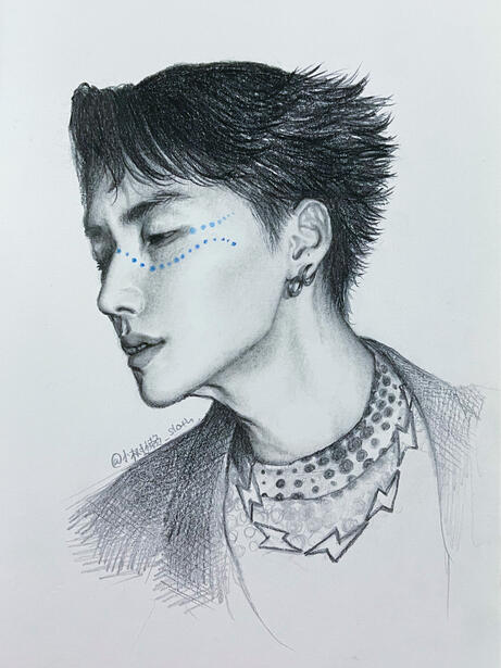 Pencil and colored pencils on paper